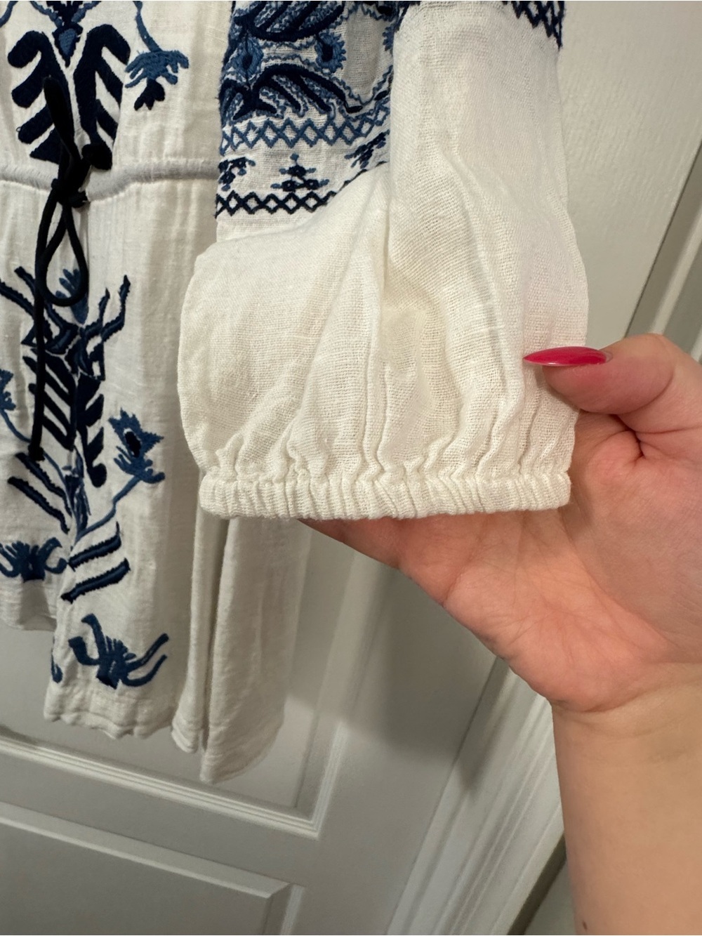Free People White Knit Dress with Blue Embroidery - Picture 3 of 16